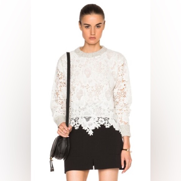 See By Chloe Tops - SEE BY CHLOE Women’s Lace Pullover Sweater Milk Color Size Medium